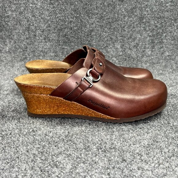 Papillio By Birkenstock Dana Wedge Clogs Women's 8 Brown Leather Slip On Sandals - Picture 1 of 13